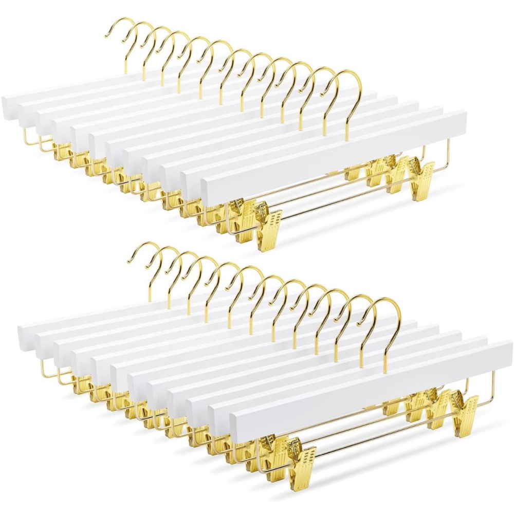 White + Gold Wooden Hangers